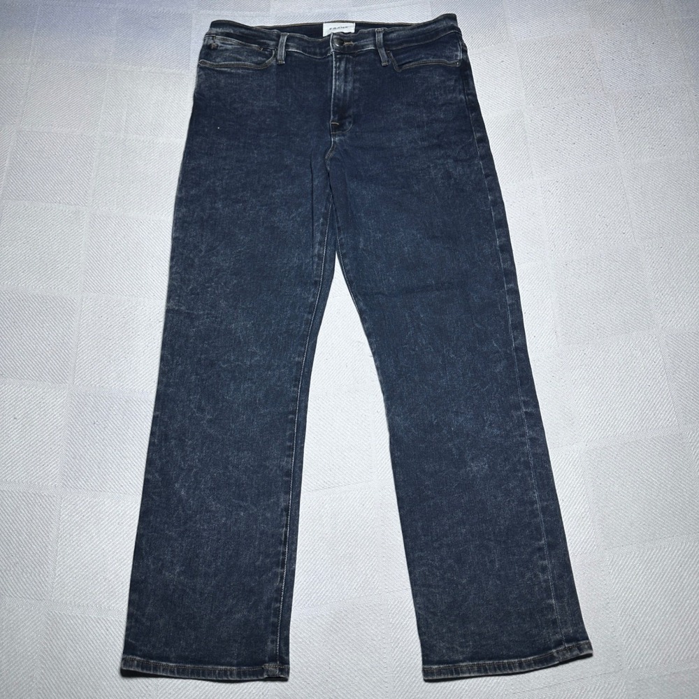 FRAME Le High Straight Jeans Womens 30 High Rise Denim Dark Stone Marble Wash
